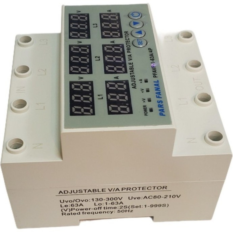 محافظ ولتاژ جریان ۶۳ آمپر سه فاز پارس فانال مدل PFAVP_۳P